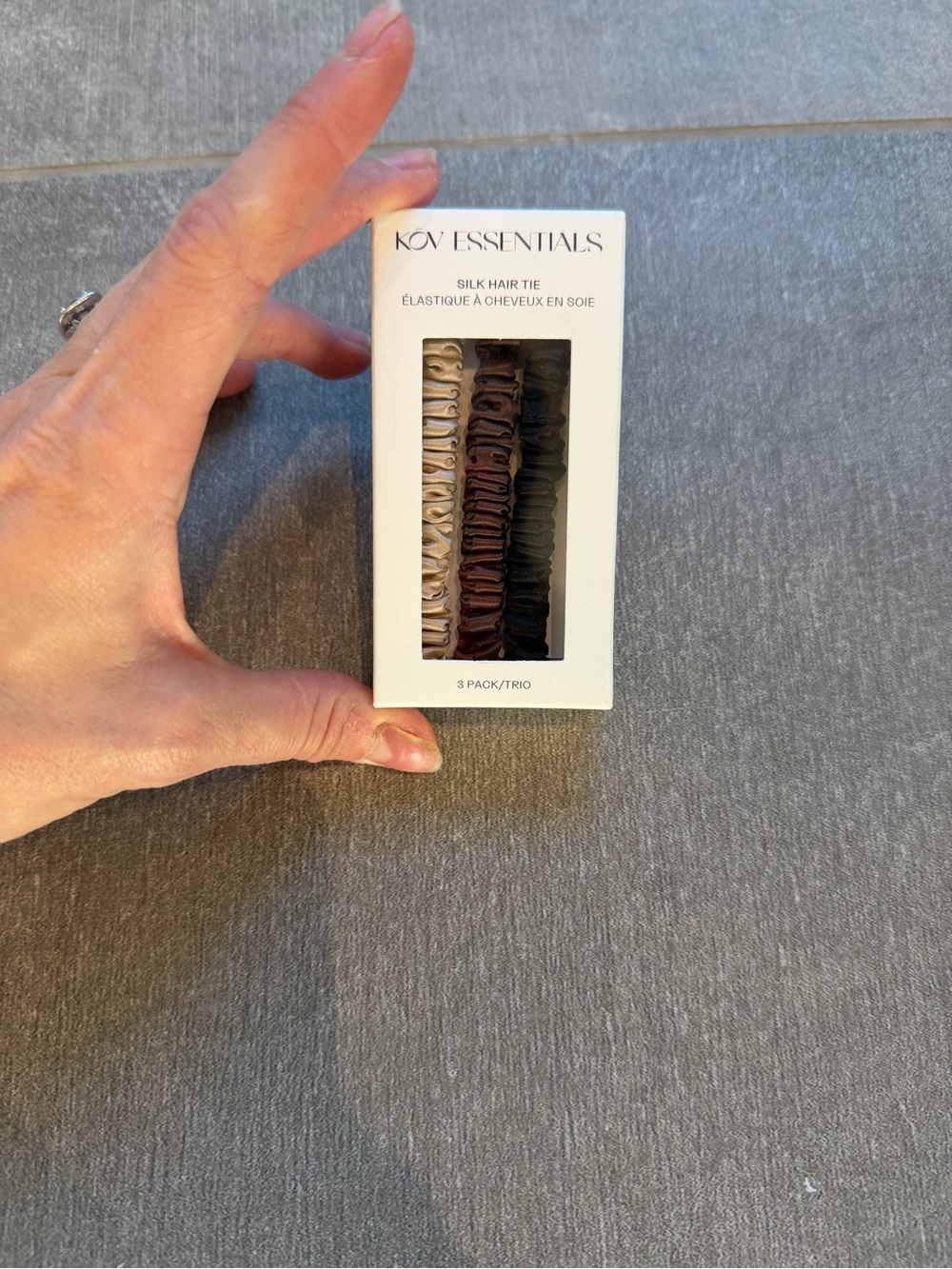 KOV Essentials Silk Hair Tie Trio - Black, Brown, Cream